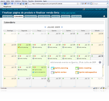Screenshot: Sprint Calendar
